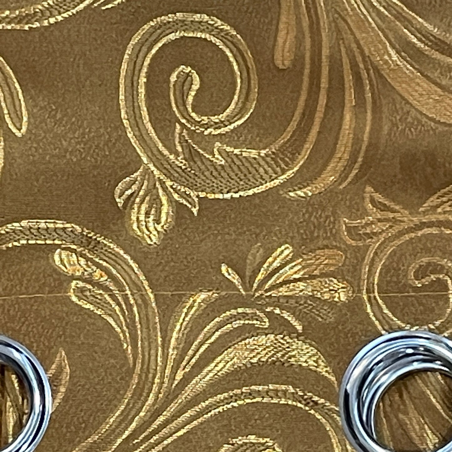 DANIELLE GOLD BRONZE SCROLL Metallic Jacquard  Print Grommet Panel Curtain