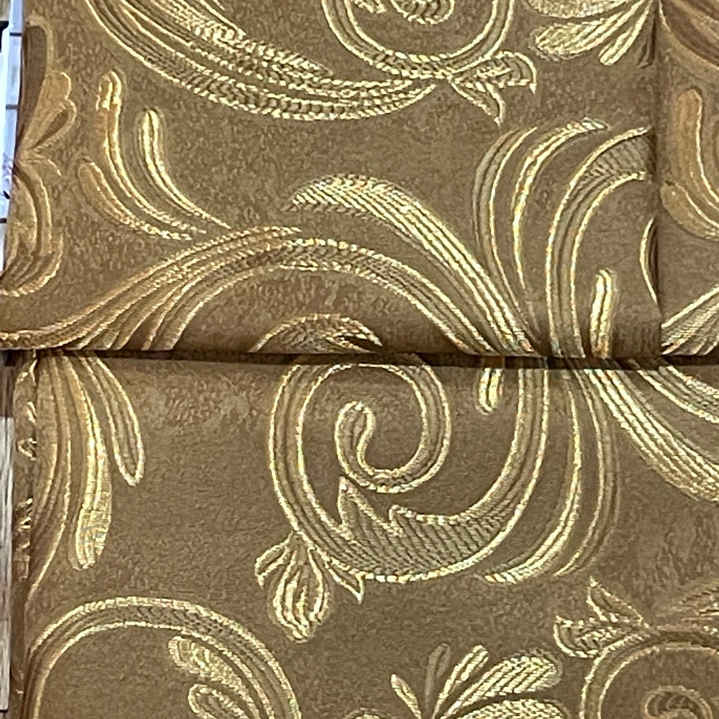 DANIELLE GOLD BRONZE SCROLL Metallic Jacquard  Print Grommet Panel Curtain