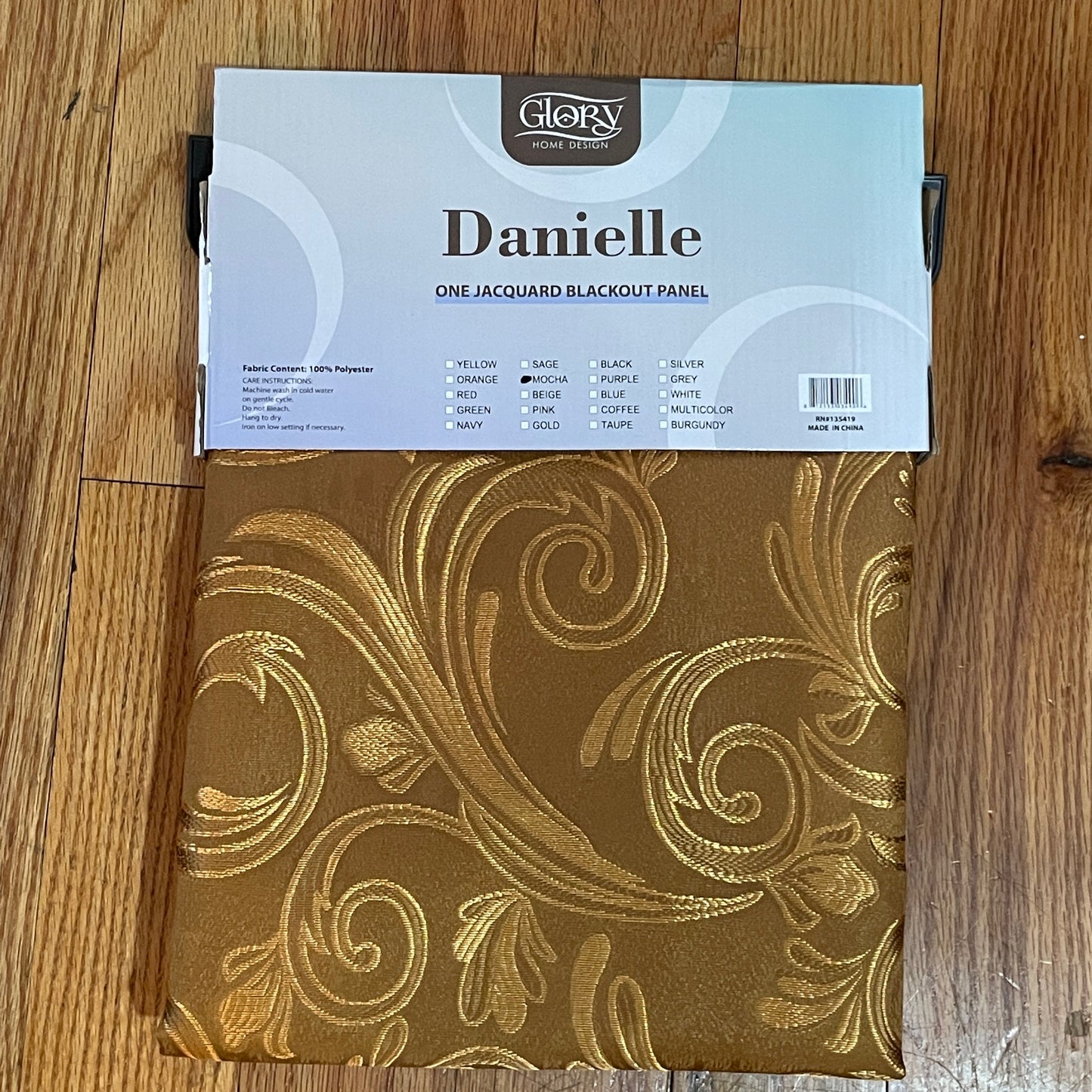 DANIELLE GOLD BRONZE SCROLL Metallic Jacquard  Print Grommet Panel Curtain