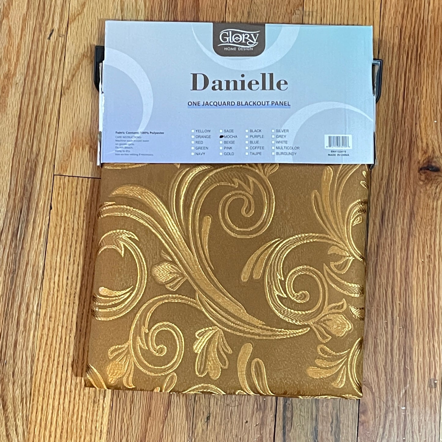 DANIELLE GOLD BRONZE SCROLL Metallic Jacquard  Print Grommet Panel Curtain