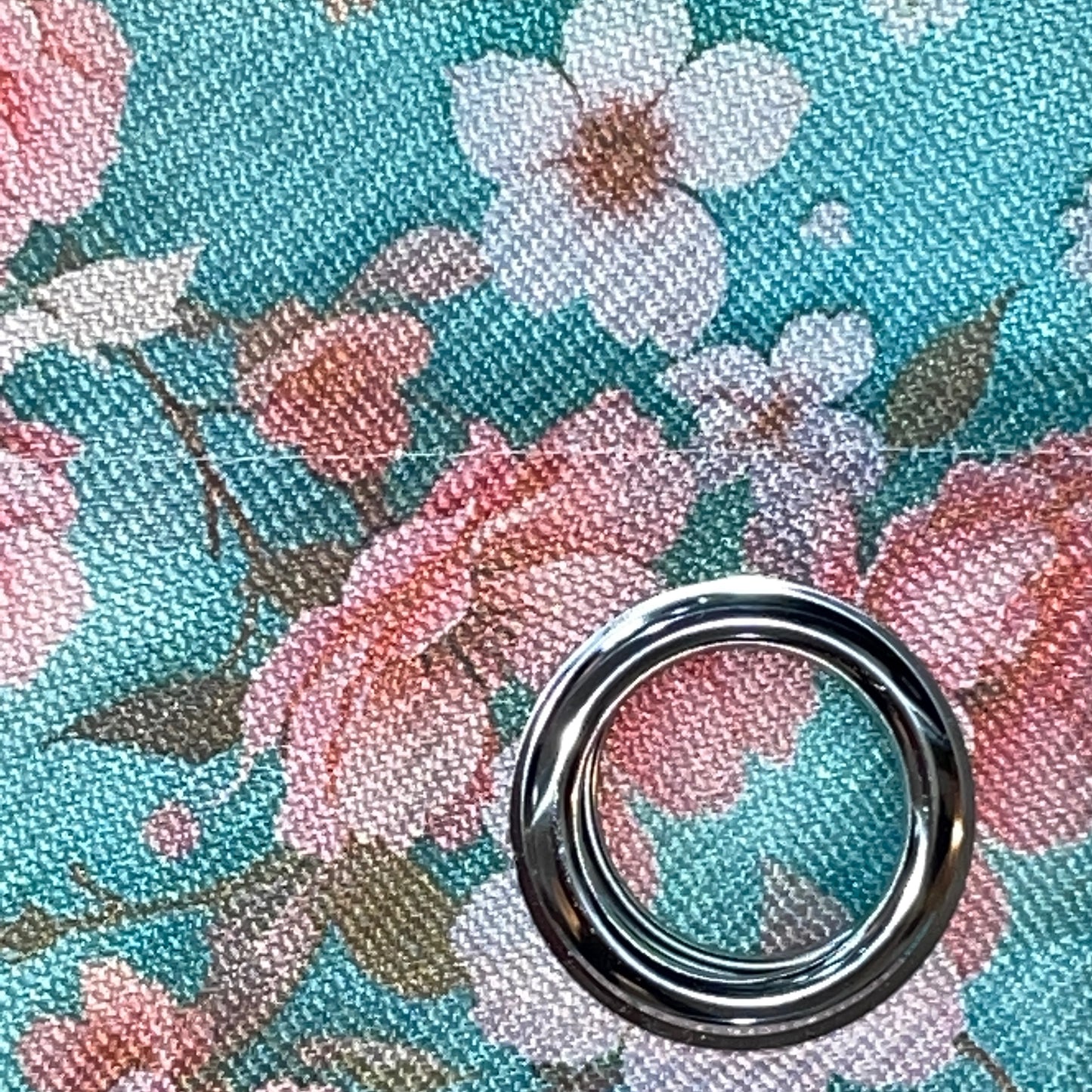 HEATHER TEAL TURQUOISE FLOWER Thick Black Out  Printed Grommet Panel Curtain
