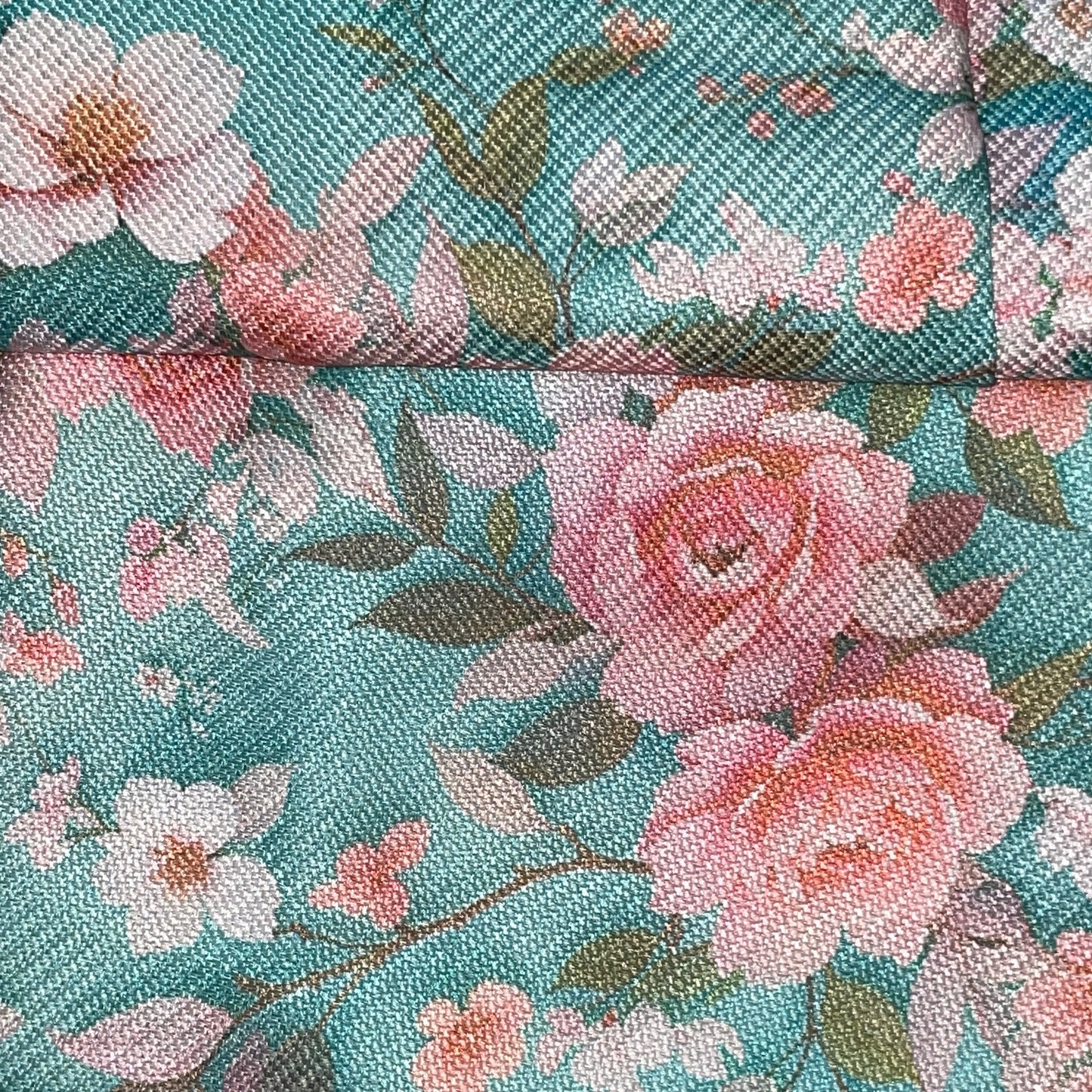 HEATHER TEAL TURQUOISE FLOWER Thick Black Out  Printed Grommet Panel Curtain