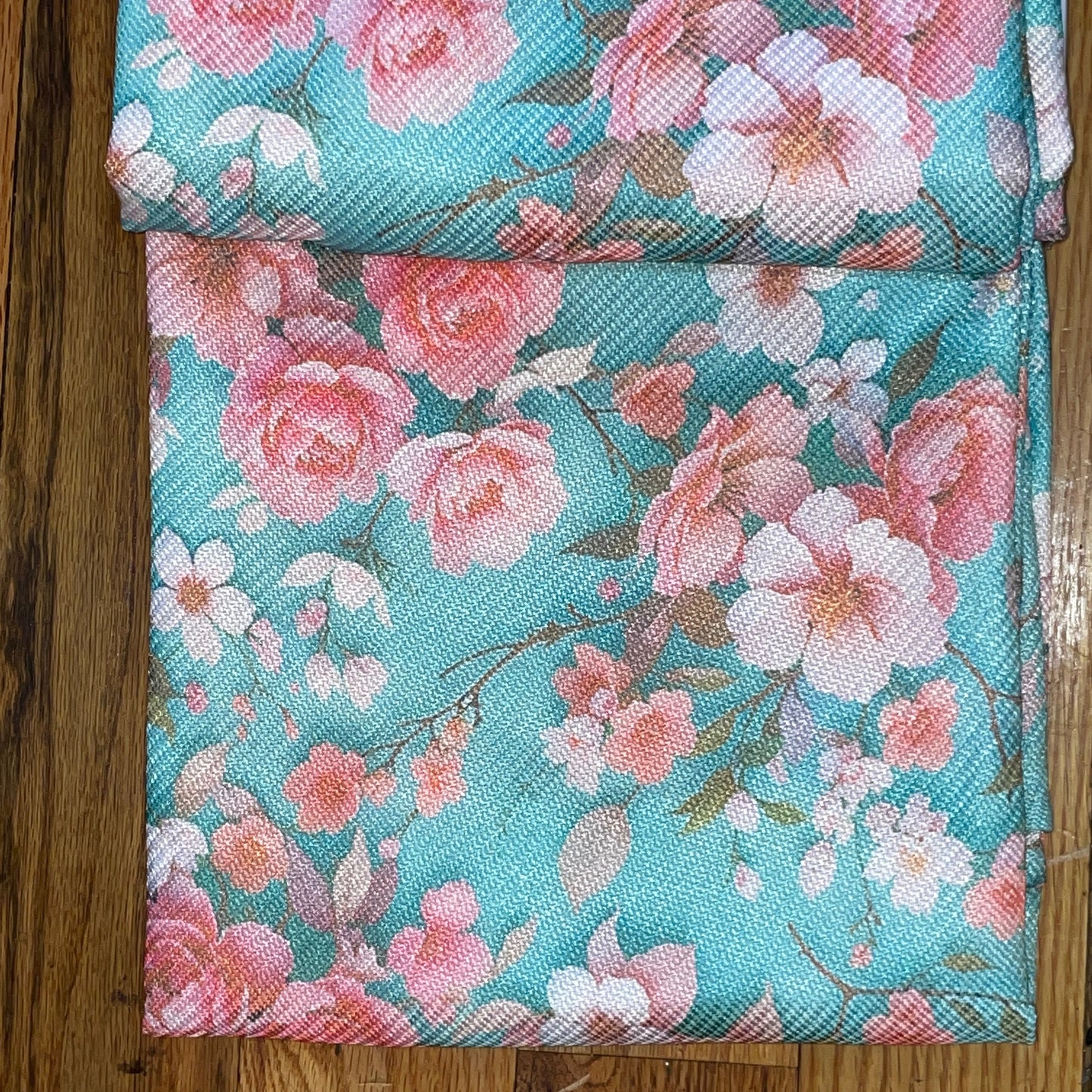 HEATHER TEAL TURQUOISE FLOWER Thick Black Out  Printed Grommet Panel Curtain