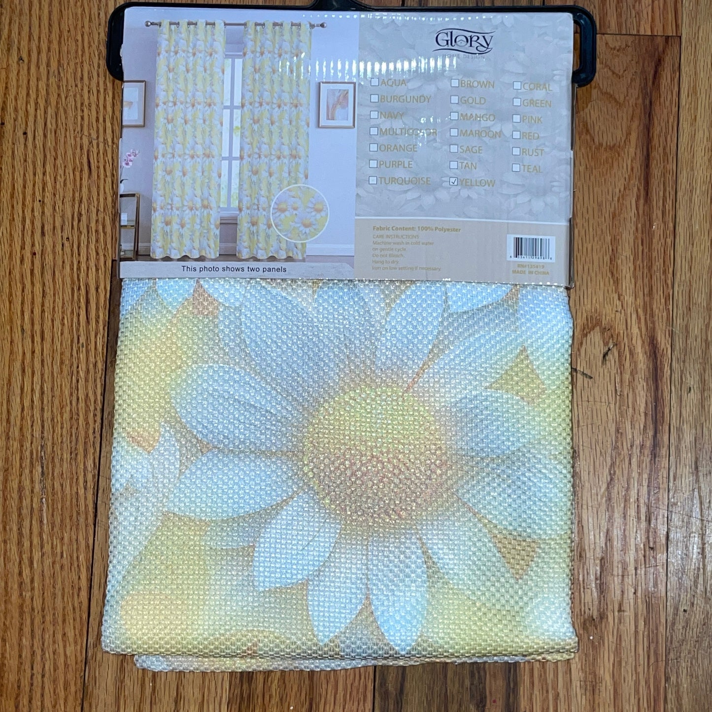 HEATHER SUNFLOWER YELLOW thick Black Out  Printed Grommet Panel Curtain