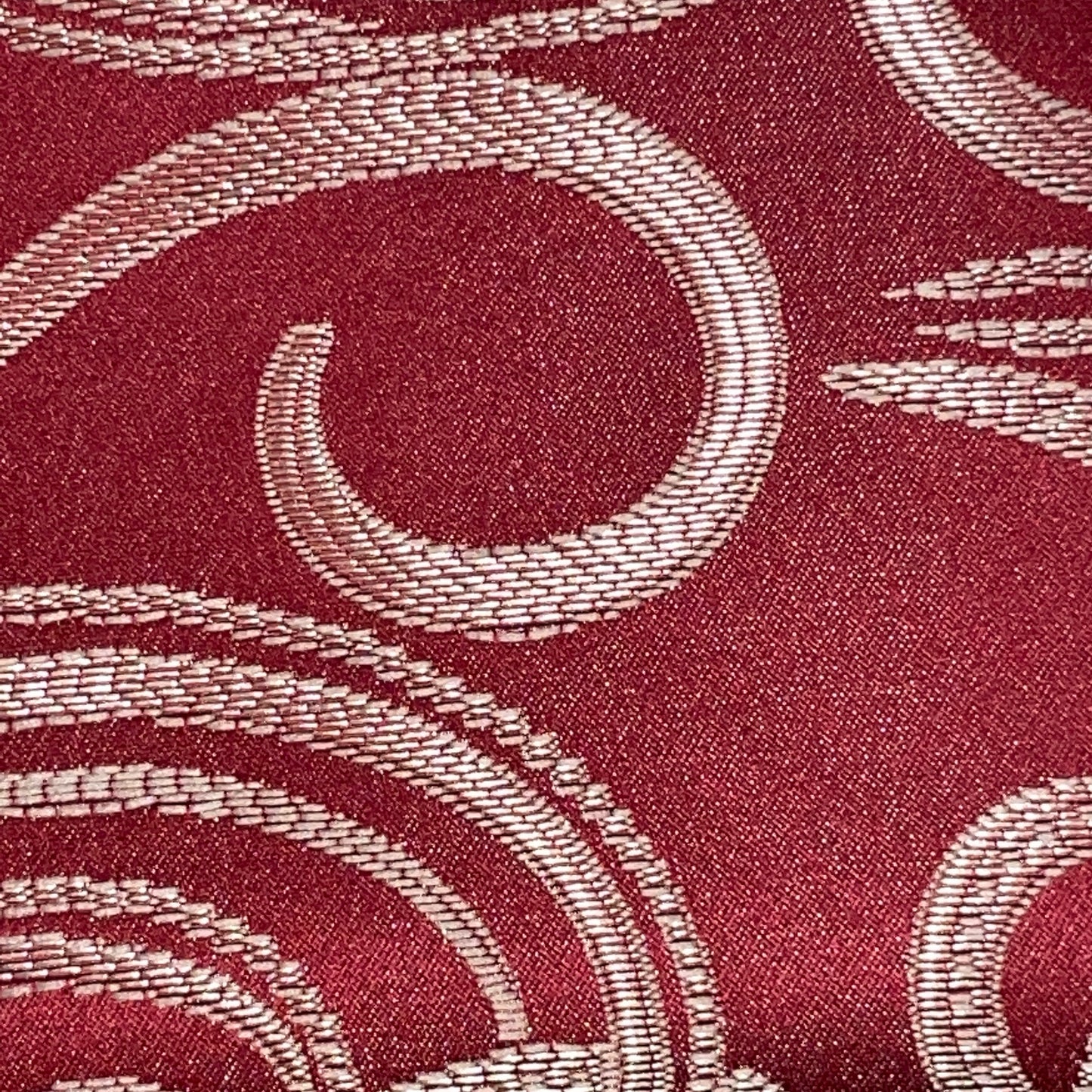 DANIELLE RED SCROLL Metallic Jacquard Print Grommet Panel Curtain