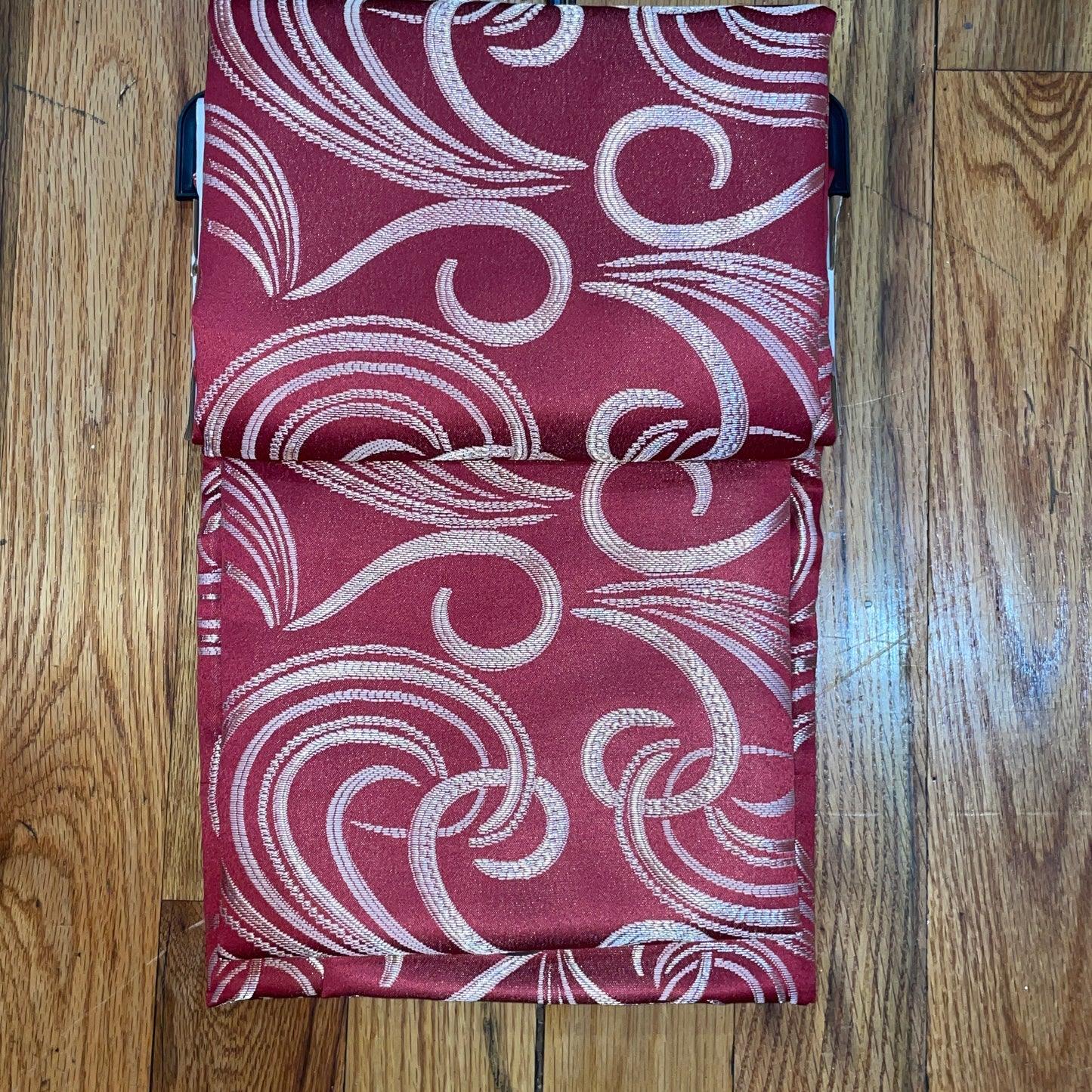 DANIELLE RED SCROLL Metallic Jacquard Print Grommet Panel Curtain