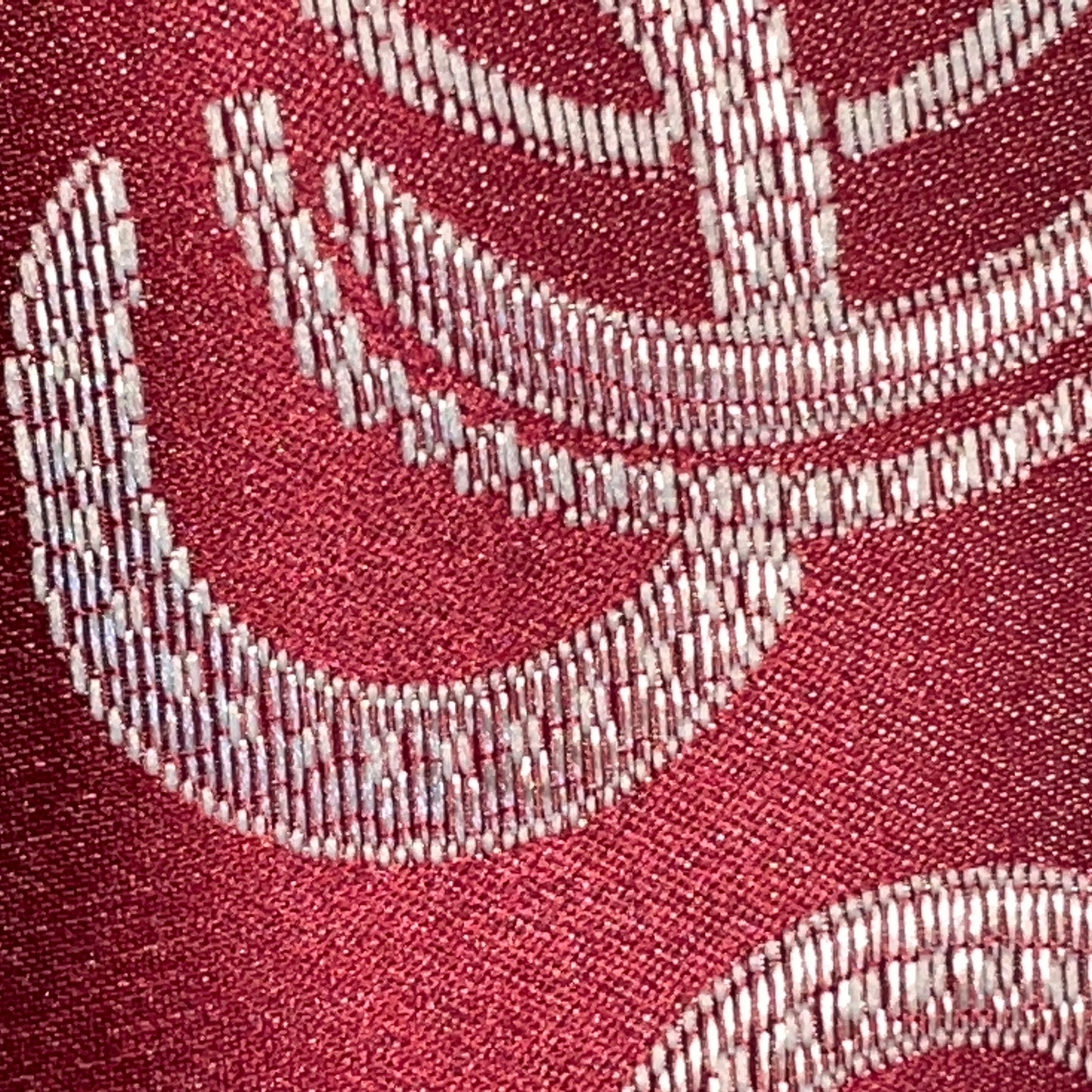 DANIELLE RED SCROLL Metallic Jacquard Print Grommet Panel Curtain