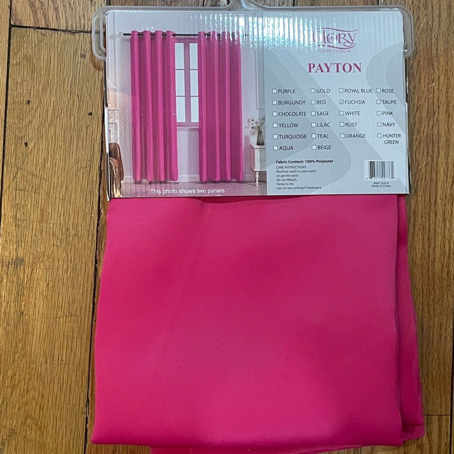 PEYTON FUSHIA DK PINK  Solid Black out  Grommet Panel