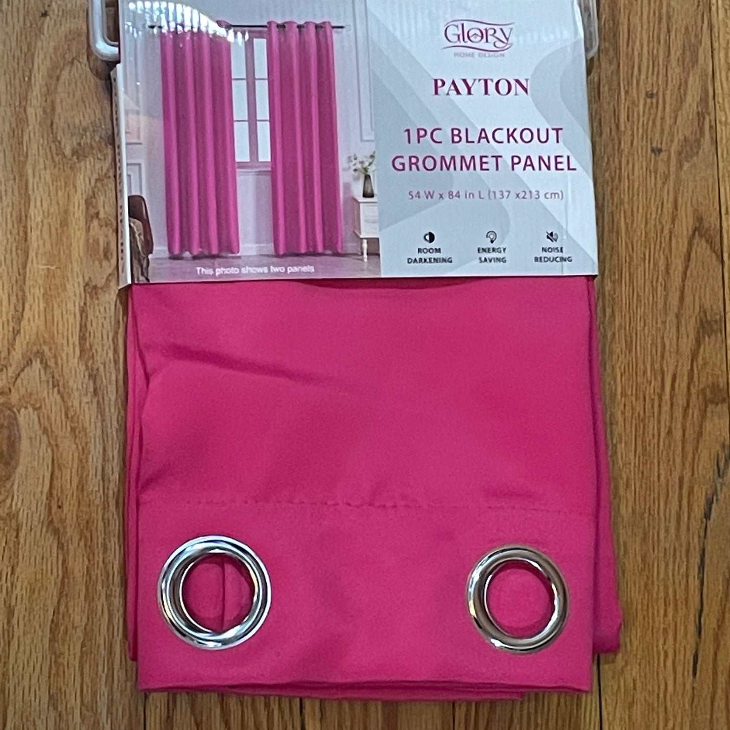 PEYTON FUSHIA DK PINK  Solid Black out  Grommet Panel