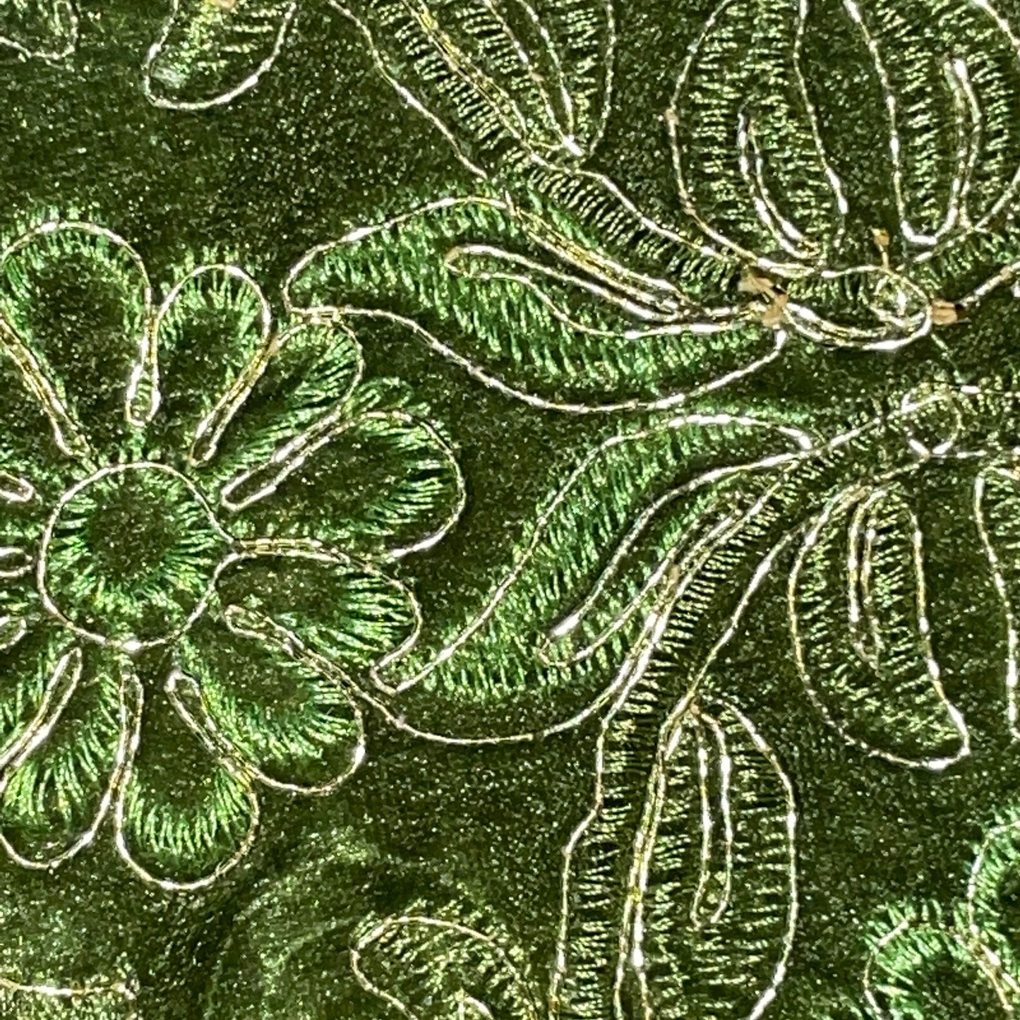 3 piece Kitchen curtain lace embroidered Stitch OKSANA Green