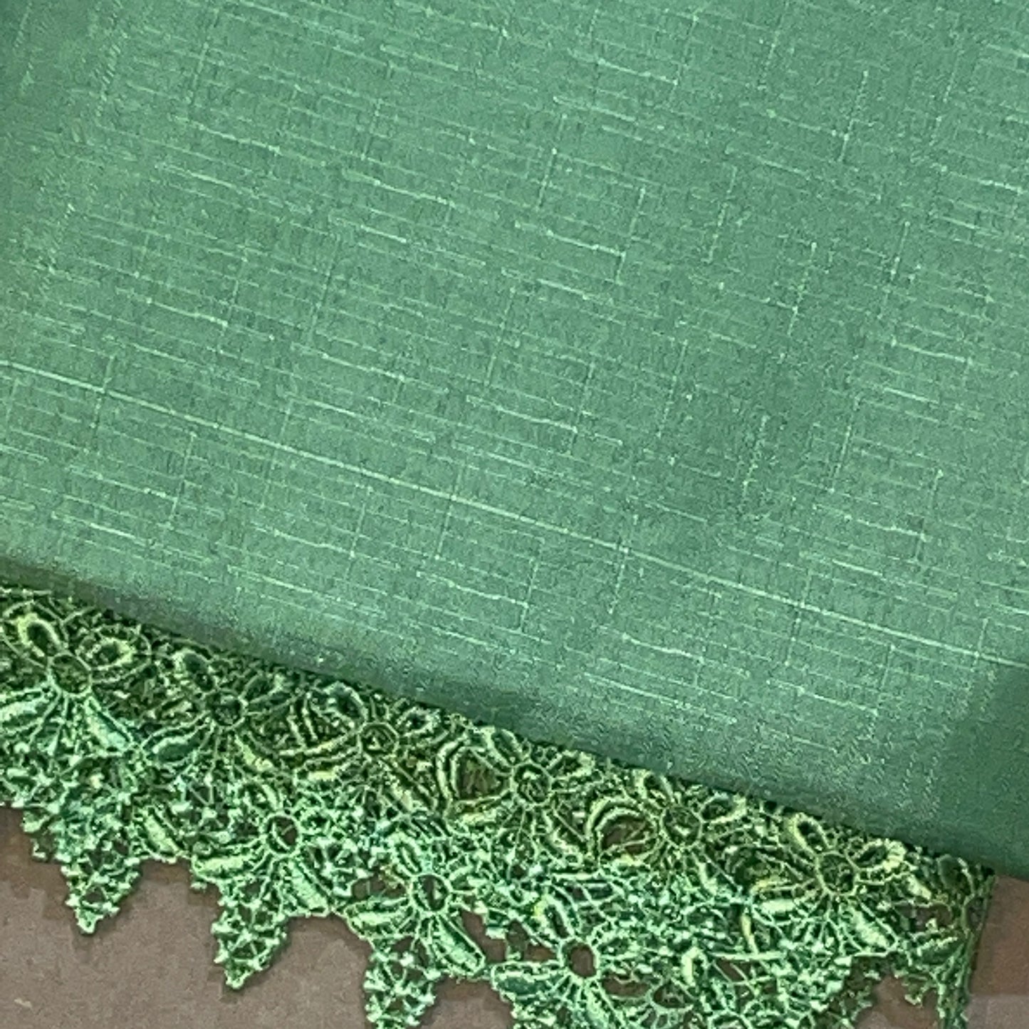 3 piece Kitchen curtain lace embroidered Stitch OKSANA Green