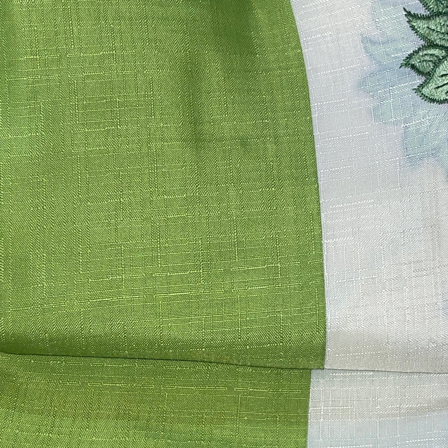 ILANA 3 piece Kitchen curtain Sunflower Embroidered  GREEN