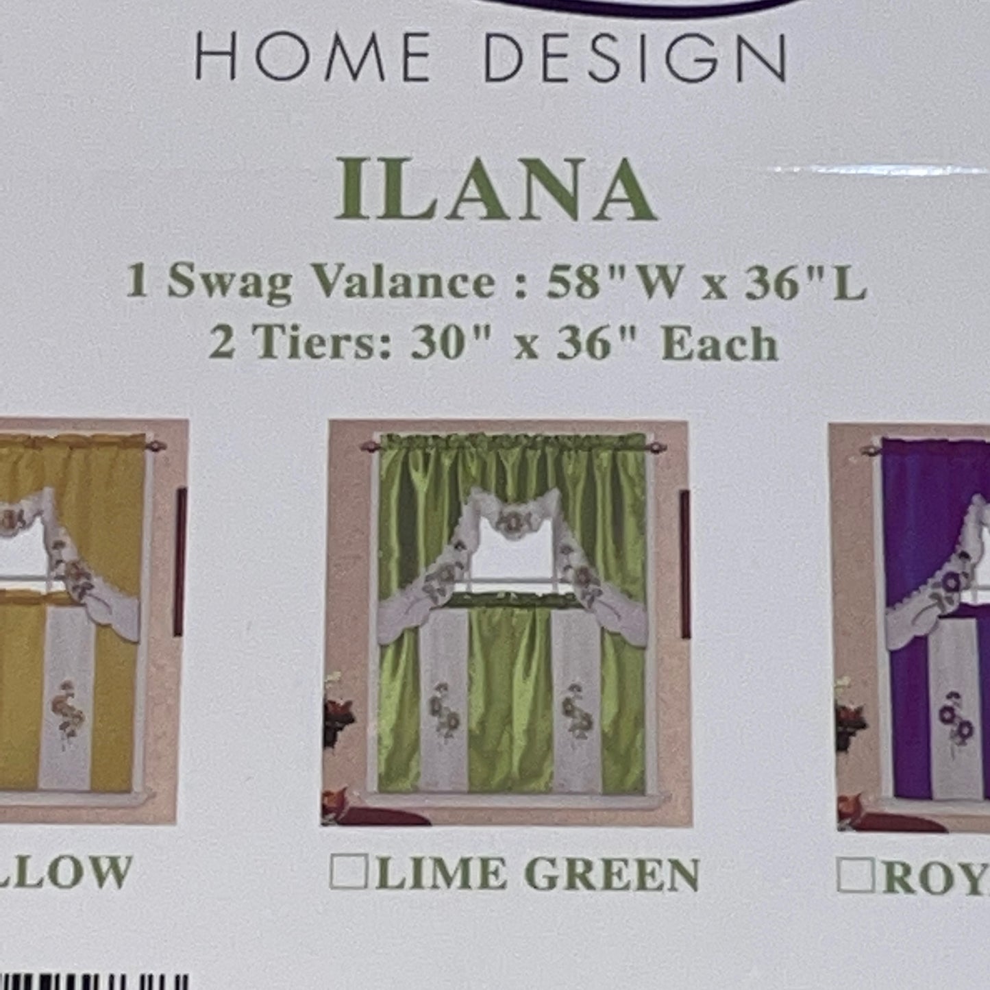 ILANA 3 piece Kitchen curtain Sunflower Embroidered  GREEN