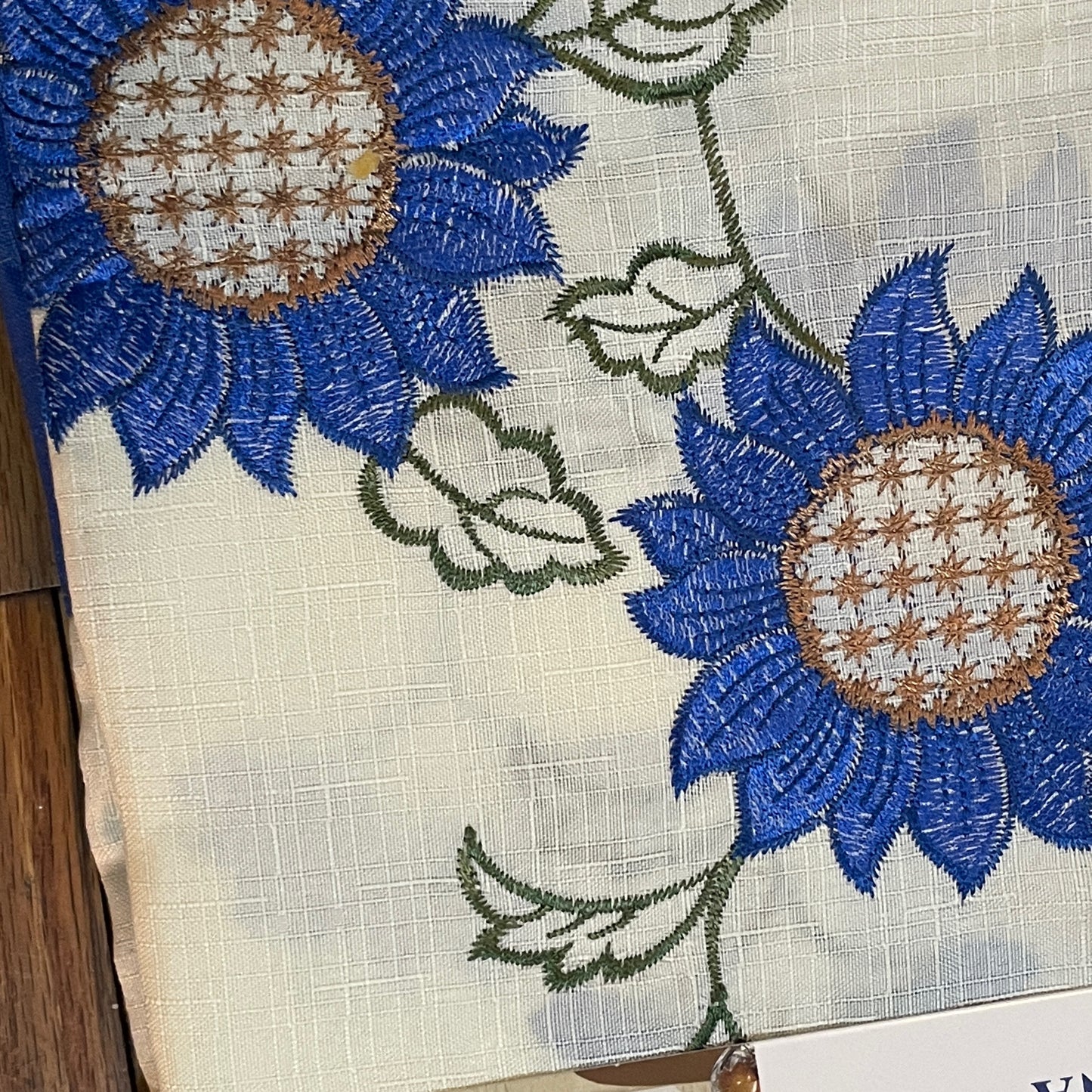 ILANA 3 piece Kitchen curtain Sunflower Embroidered  BLUE