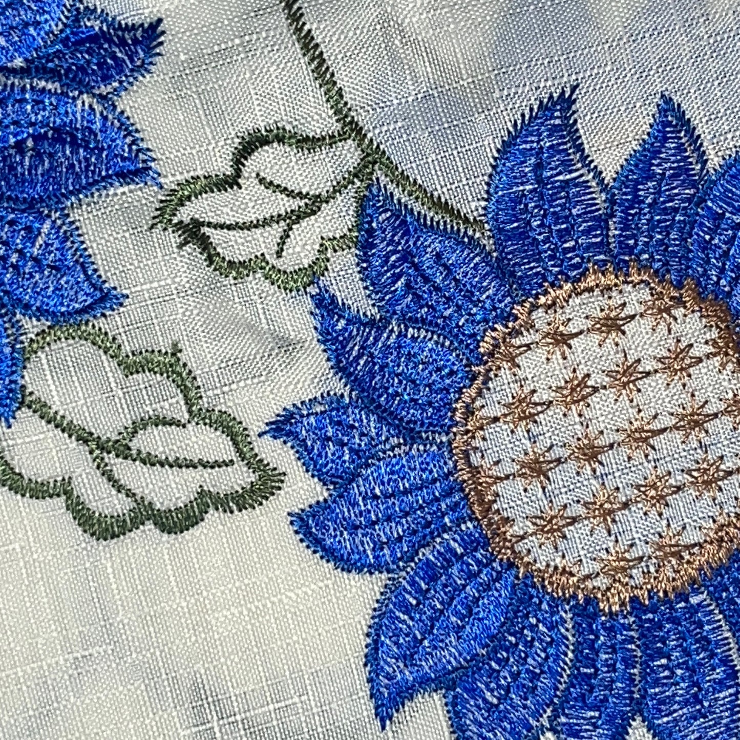 ILANA 3 piece Kitchen curtain Sunflower Embroidered  BLUE