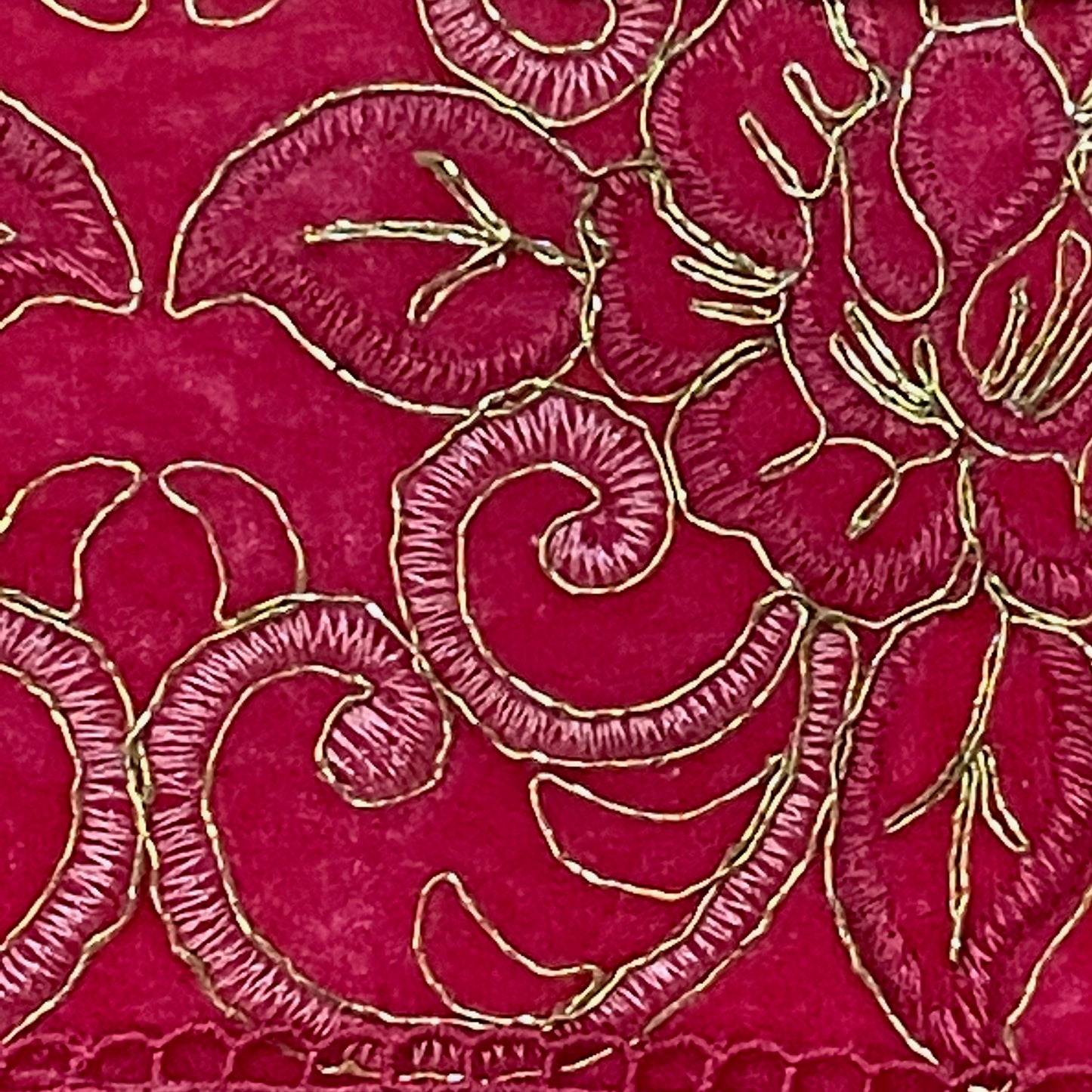 3 piece Kitchen curtain lace embroidered Stitch SKYE Hot Pink