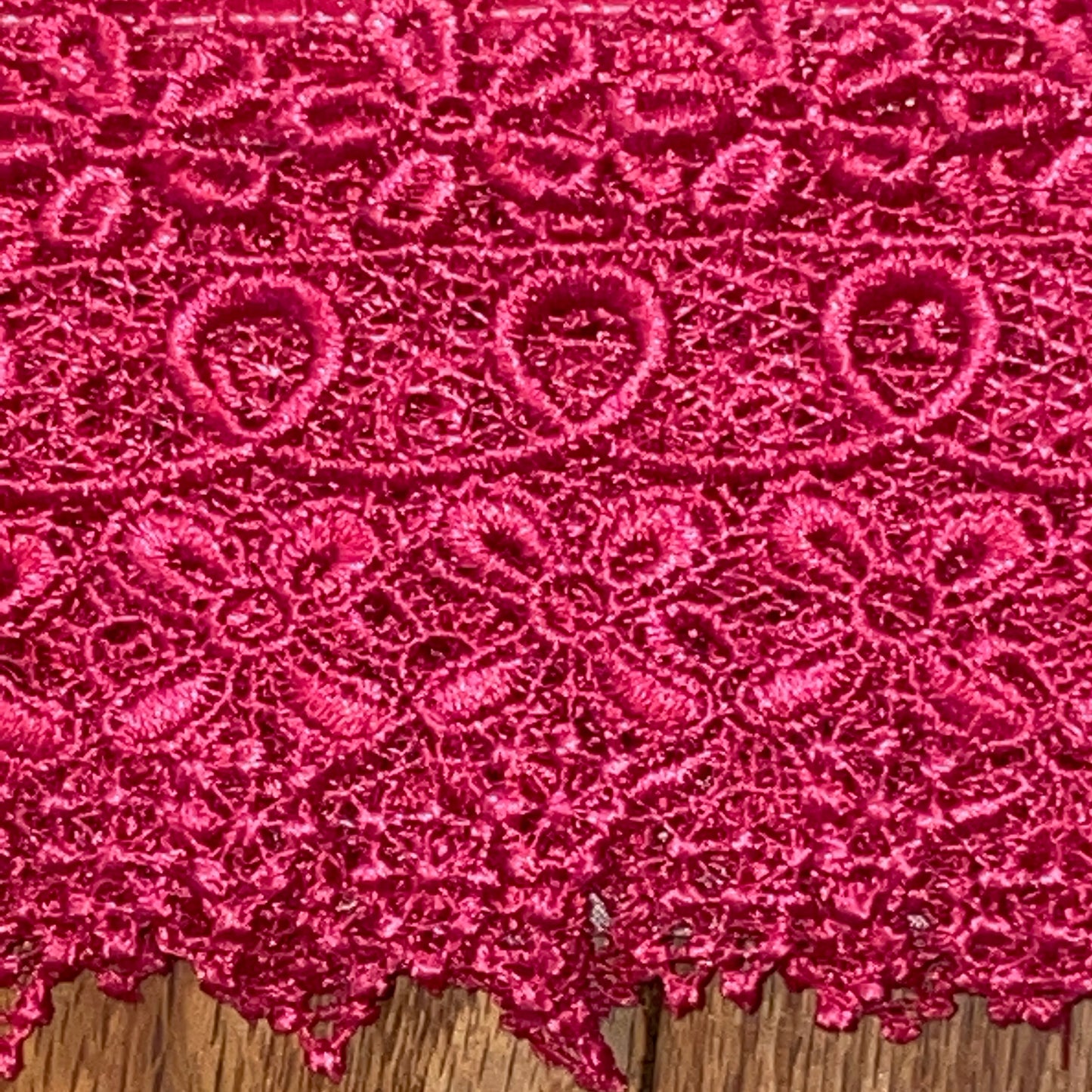 3 piece Kitchen curtain lace embroidered Stitch SKYE Hot Pink