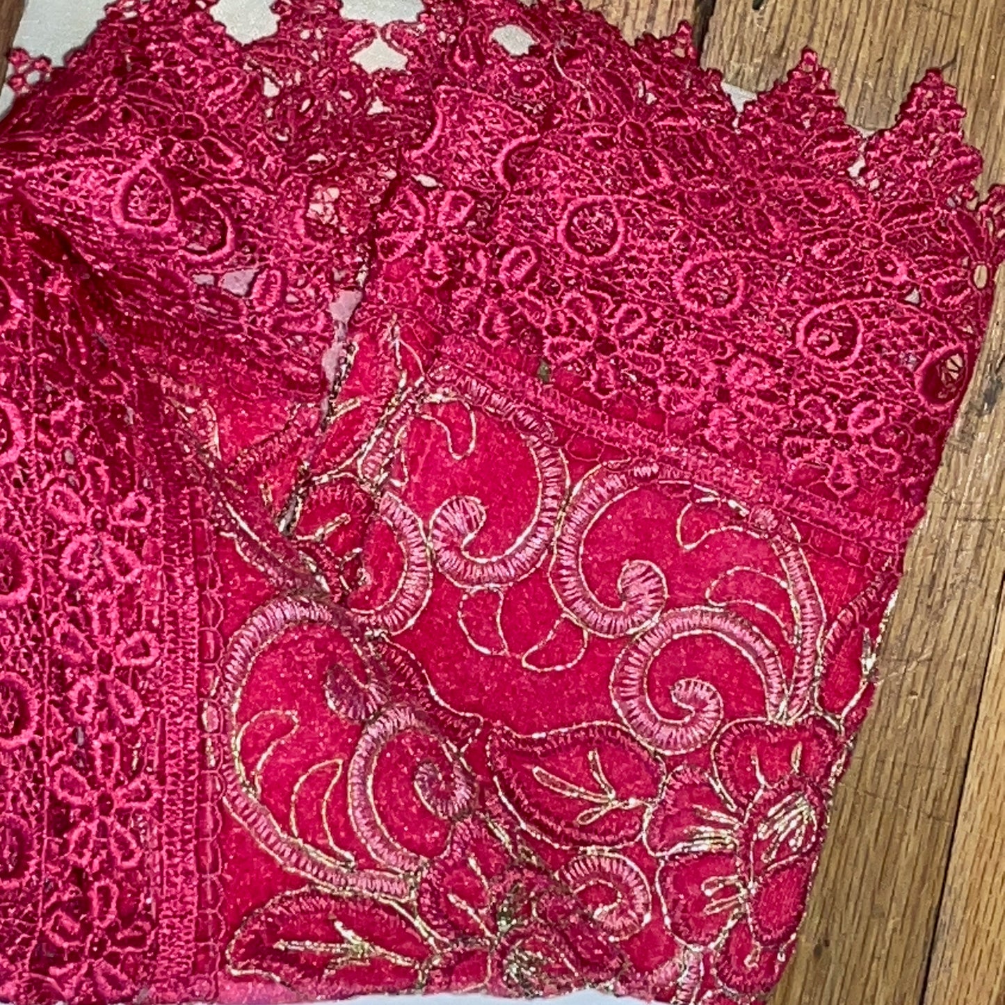 3 piece Kitchen curtain lace embroidered Stitch SKYE Hot Pink
