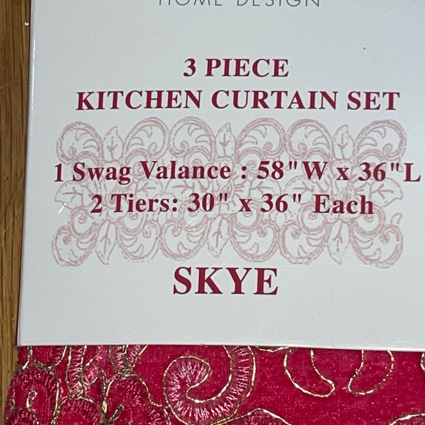 3 piece Kitchen curtain lace embroidered Stitch SKYE Hot Pink