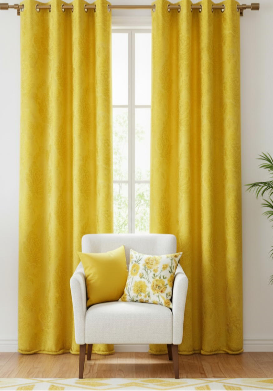 DANIELLE  Pattern Panel Curtain Grommet  Yellow Floral