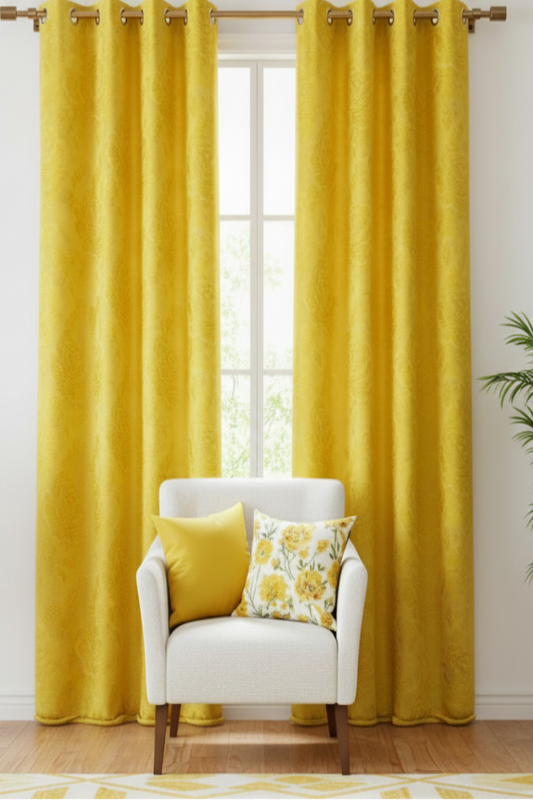DANIELLE  Pattern Panel Curtain Grommet  Yellow Floral