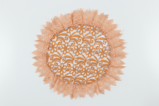 Round Embroidered floral design Table Runner 16 round  Orange
