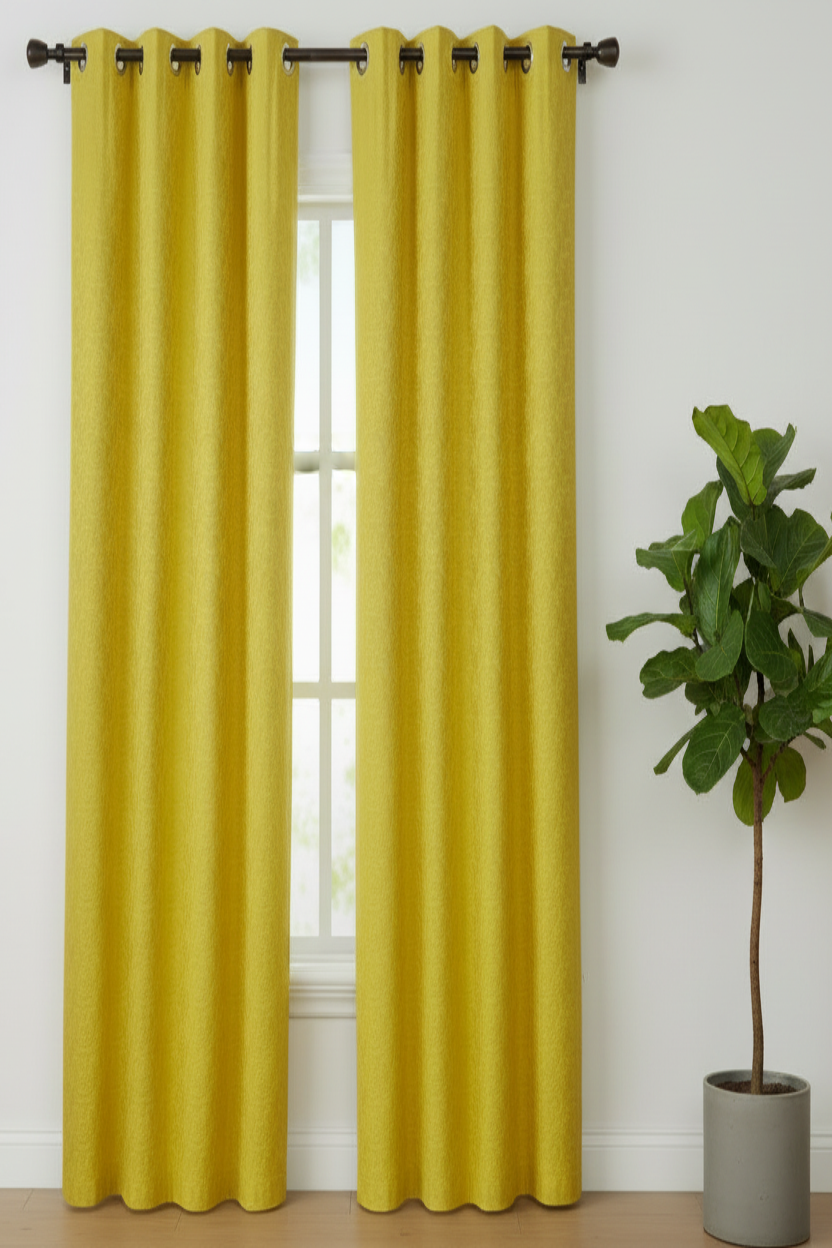 DANIELLE  Pattern Panel Curtain Grommet  Yellow Patterned SWIRL