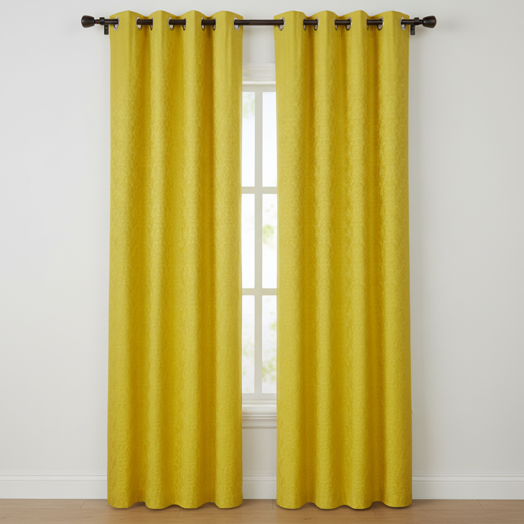 DANIELLE  Pattern Panel Curtain Grommet  Yellow Patterned SWIRL