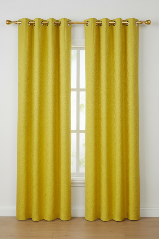 DANIELLE  Pattern Panel Curtain Grommet  Yellow Patterned SWIRL