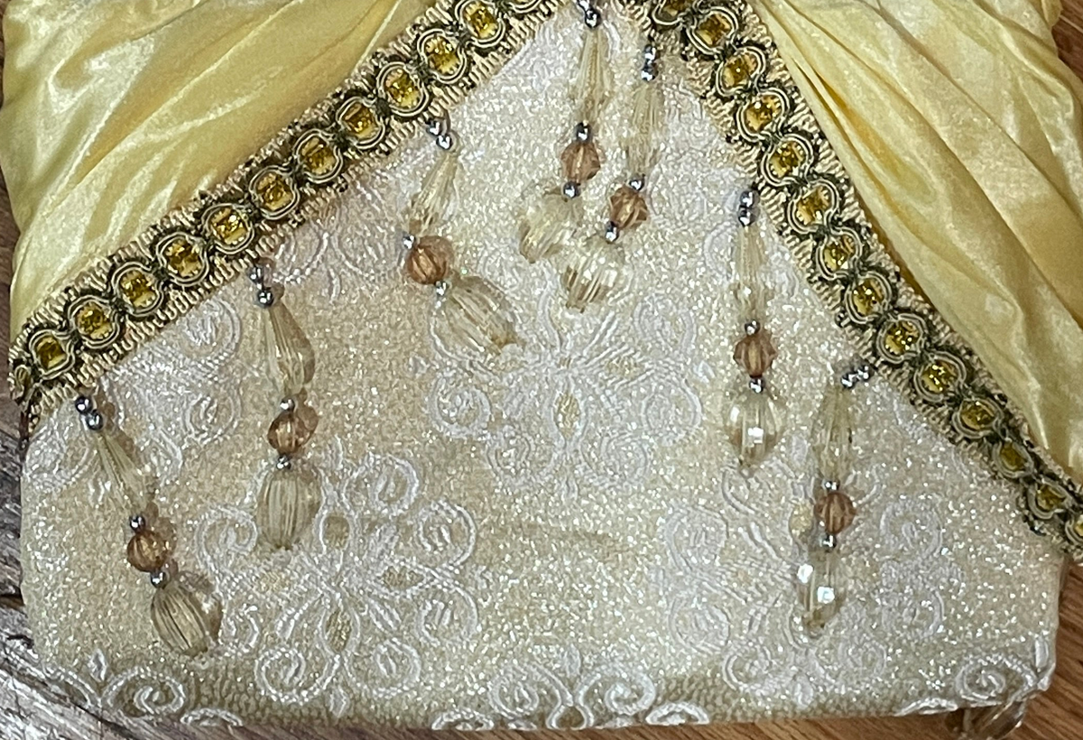 SLOANE BEIGE Jacquard  Pattern Panel Curtain w attached lace valanceLD