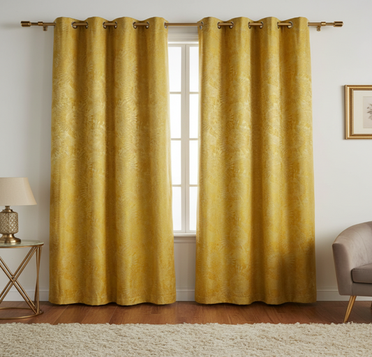DANIELLE Sun Print Sunshine Golden Madallion  Mid weight Panel Curtain  54 X 84