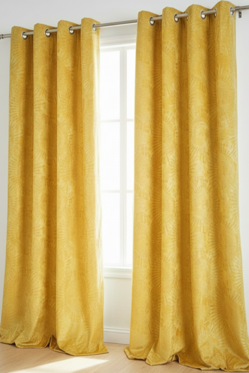DANIELLE  Pattern Panel Curtain Grommet  Pattern Sunflower Golden Yellow
