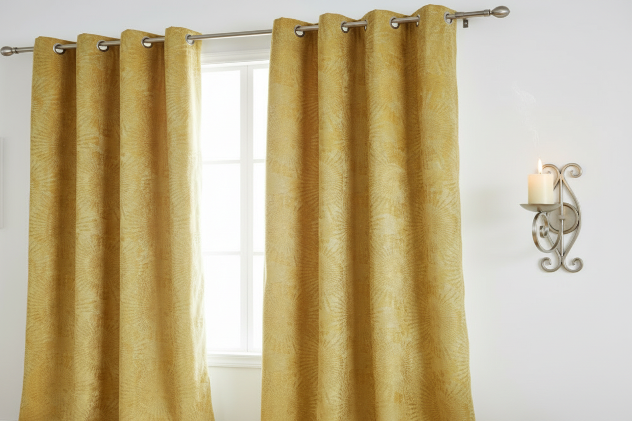 DANIELLE  Pattern Panel Curtain Grommet  Pattern Sunflower Golden Yellow