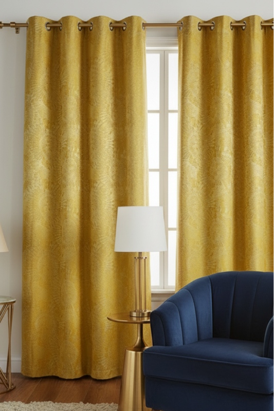 DANIELLE Sun Print Sunshine Golden Madallion  Mid weight Panel Curtain  54 X 84