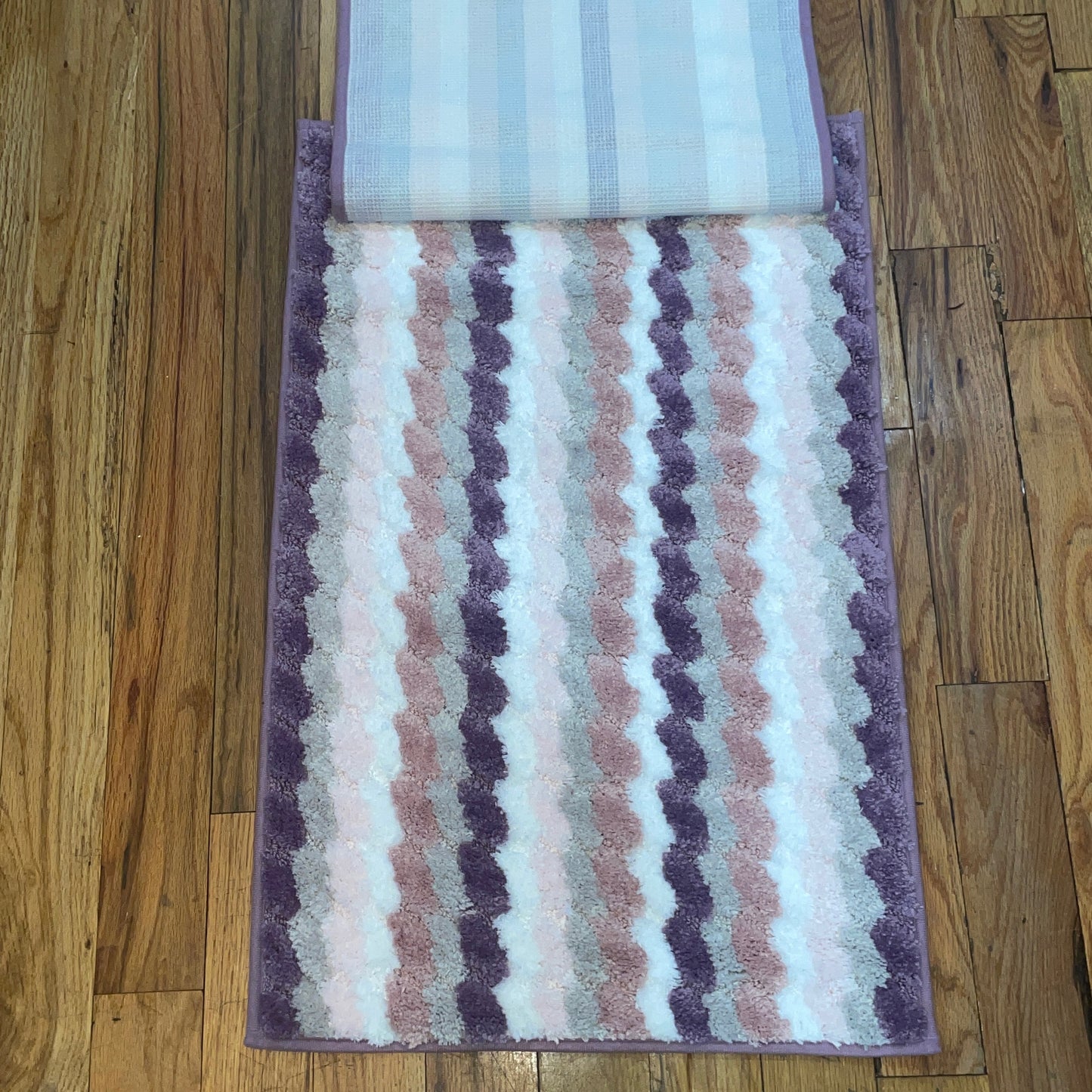 TESSA Stiped Square  Soft 2 piece bathroom Mats Rug set