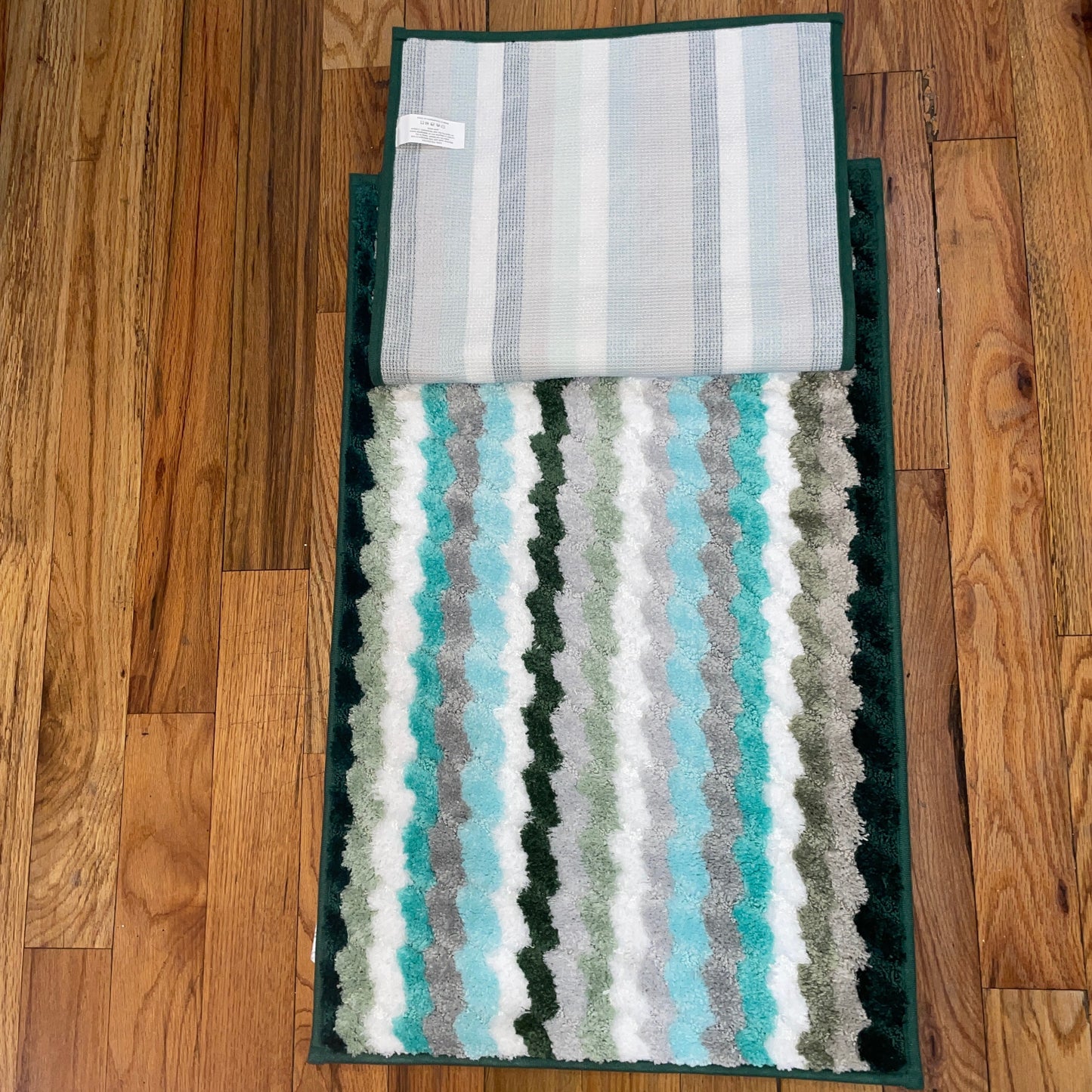 TESSA Stiped Square  Soft 2 piece bathroom Mats Rug set