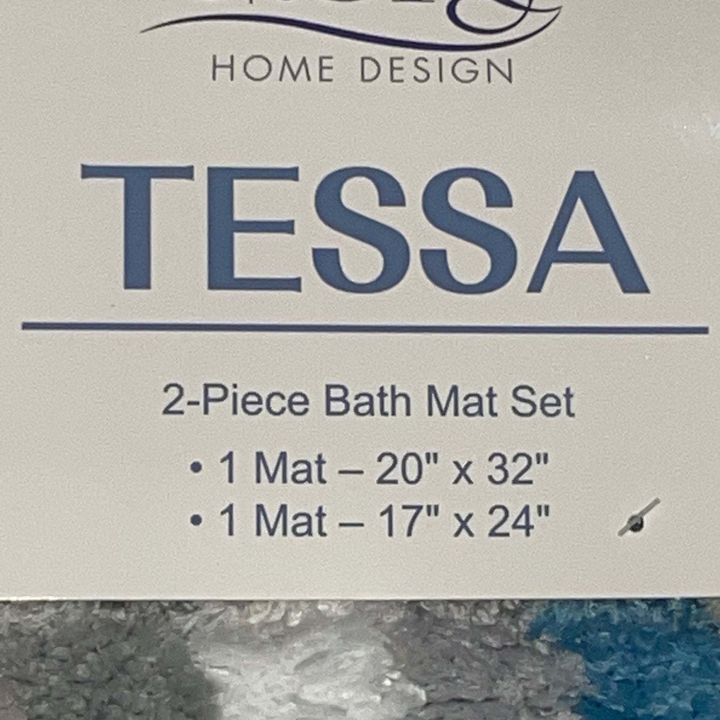 TESSA Stiped Square  Soft 2 piece bathroom Mats Rug set
