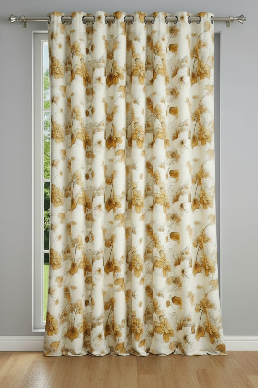 HEATHER BOTANICAL LEAF RUST Printed Grommet Panel Curtain