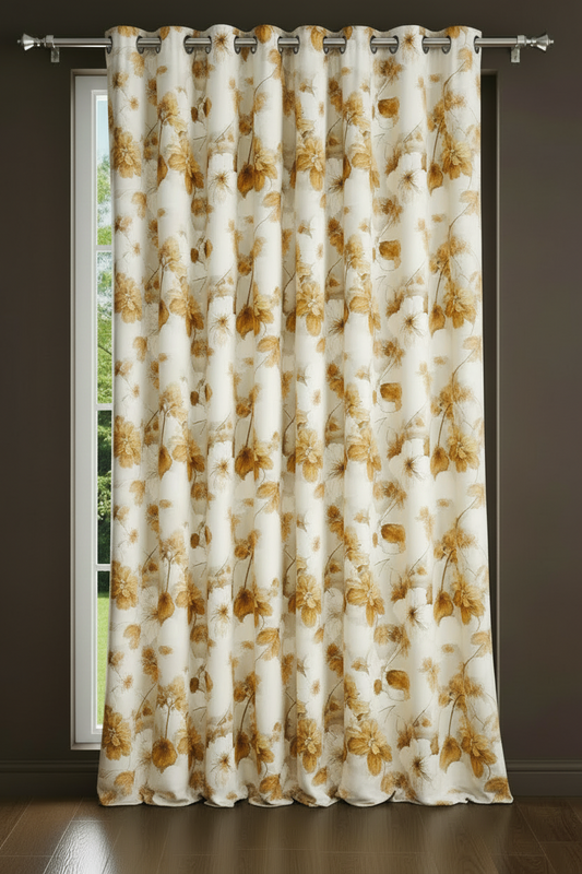 HEATHER BOTANICAL LEAF RUST Printed Grommet Panel Curtain