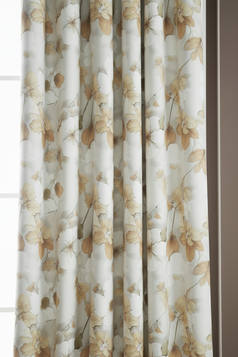 HEATHER BOTANICAL LEAF RUST Printed Grommet Panel Curtain