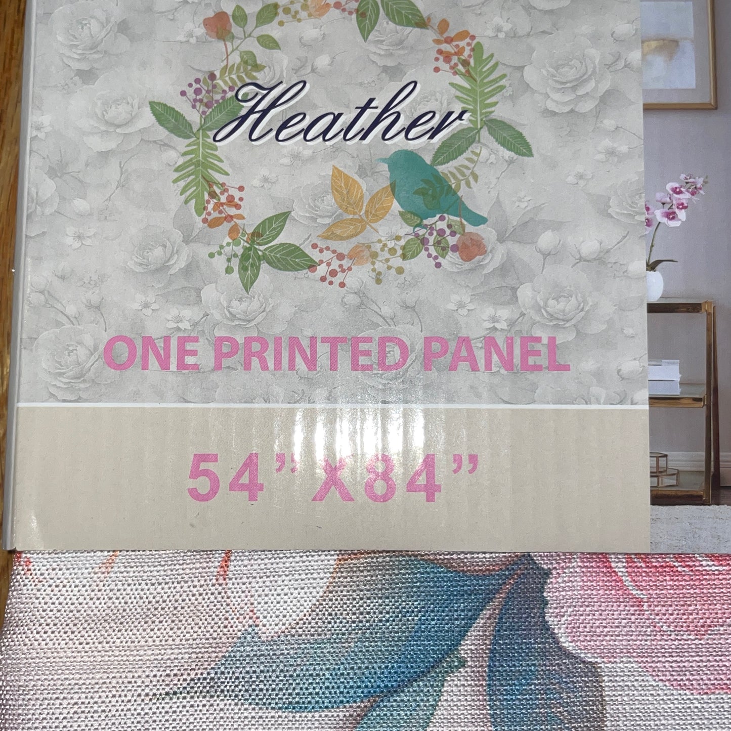 HEATHER BOTANICAL FLOWER PINK  Printed Grommet Panel Curtain