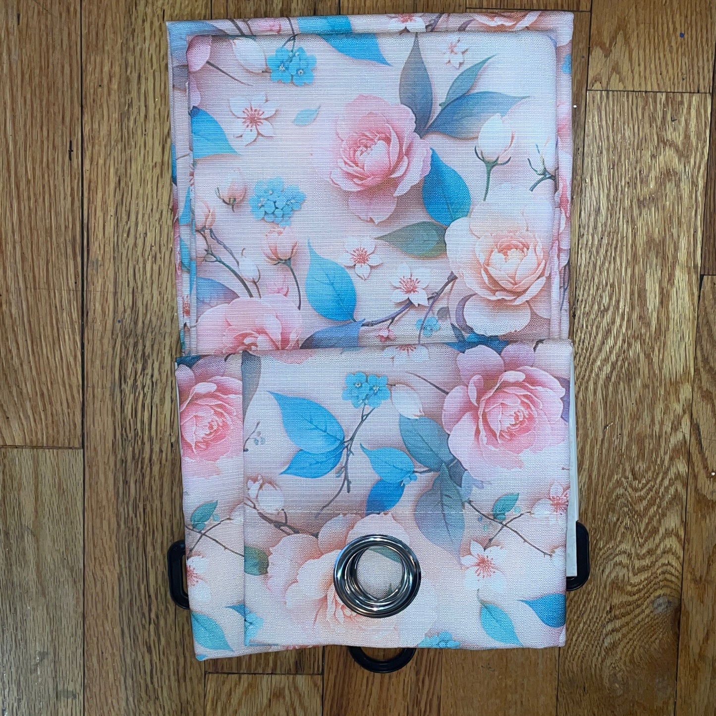 HEATHER BOTANICAL FLOWER PINK  Printed Grommet Panel Curtain