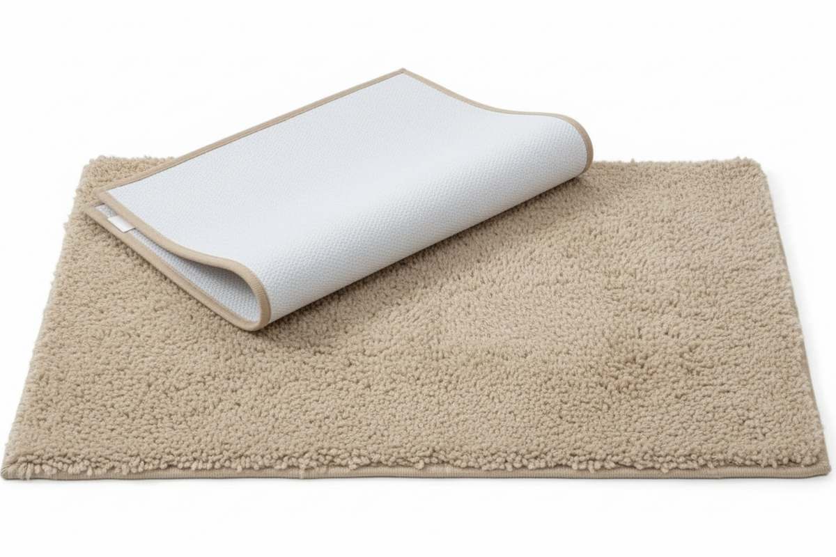 PANDORA  Square  Soft 2 piece bathroom Mats Rug set BEIGE