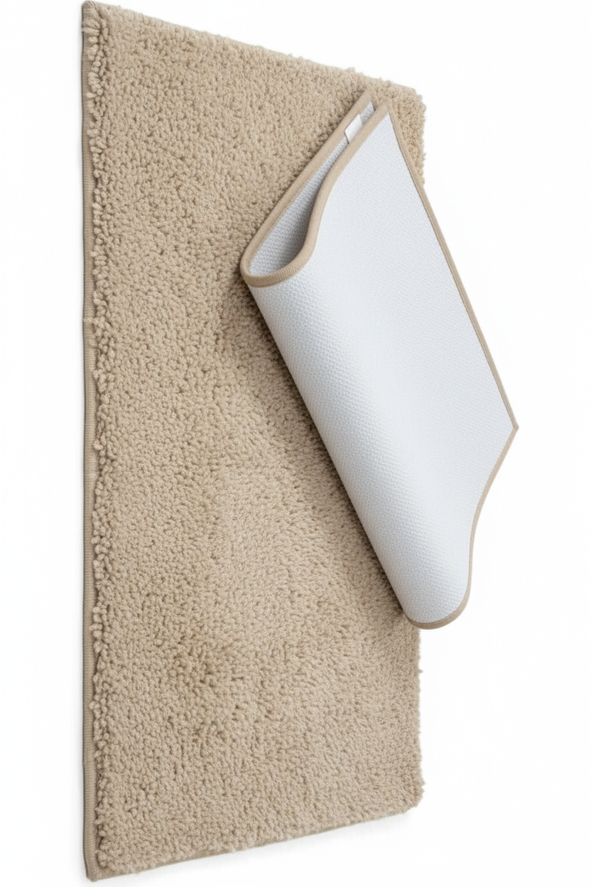 PANDORA  Square  Soft 2 piece bathroom Mats Rug set BEIGE