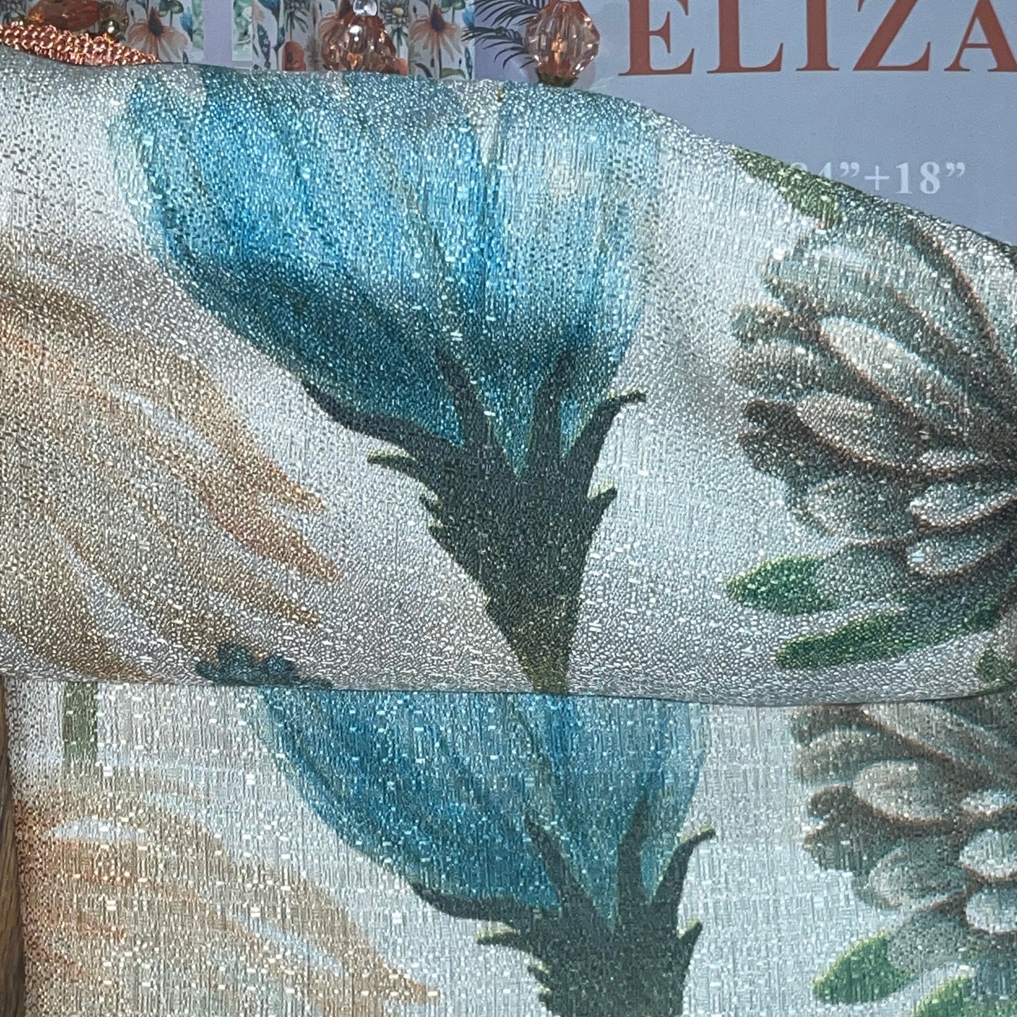 ELIZA Crepe  Pattern Panel Curtain w attached lace valance ORANGE