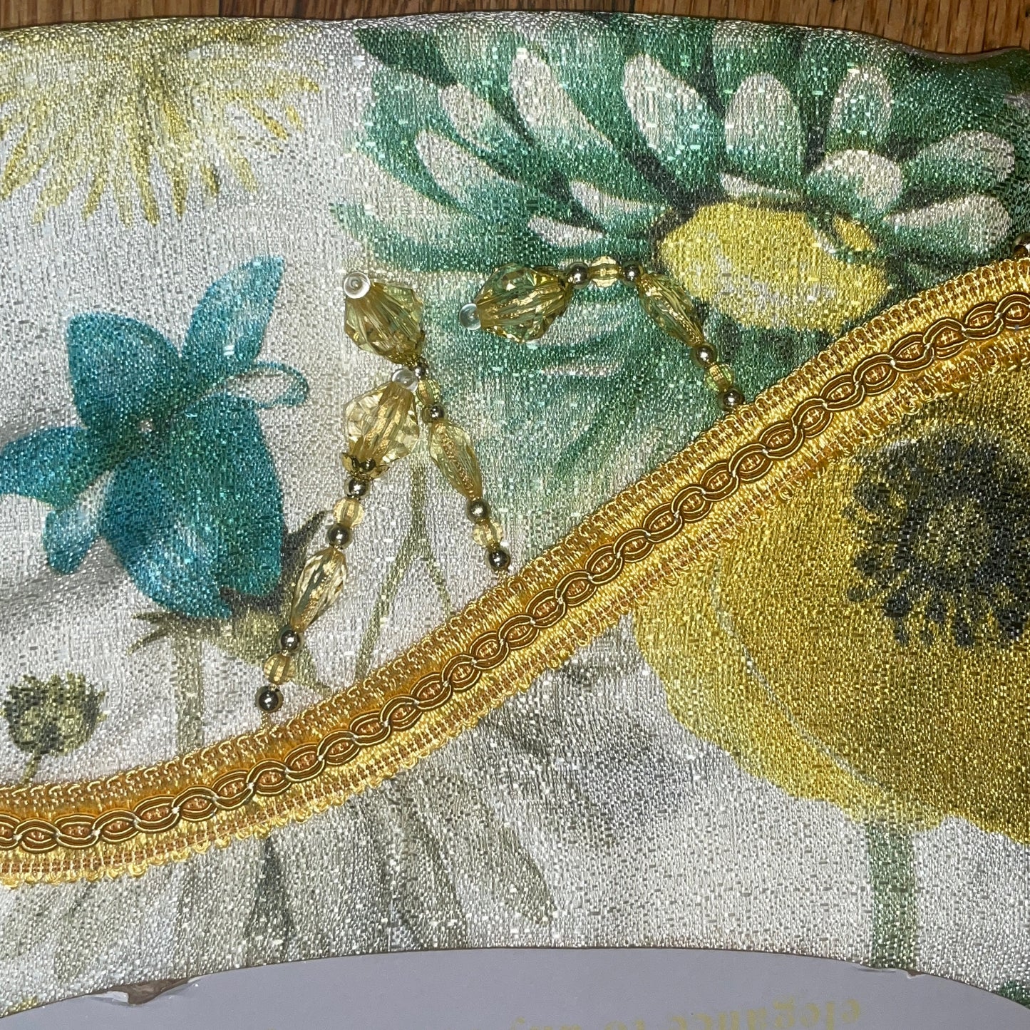 ELIZA Crepe  Pattern Panel Curtain w attached lace valance YELLOW