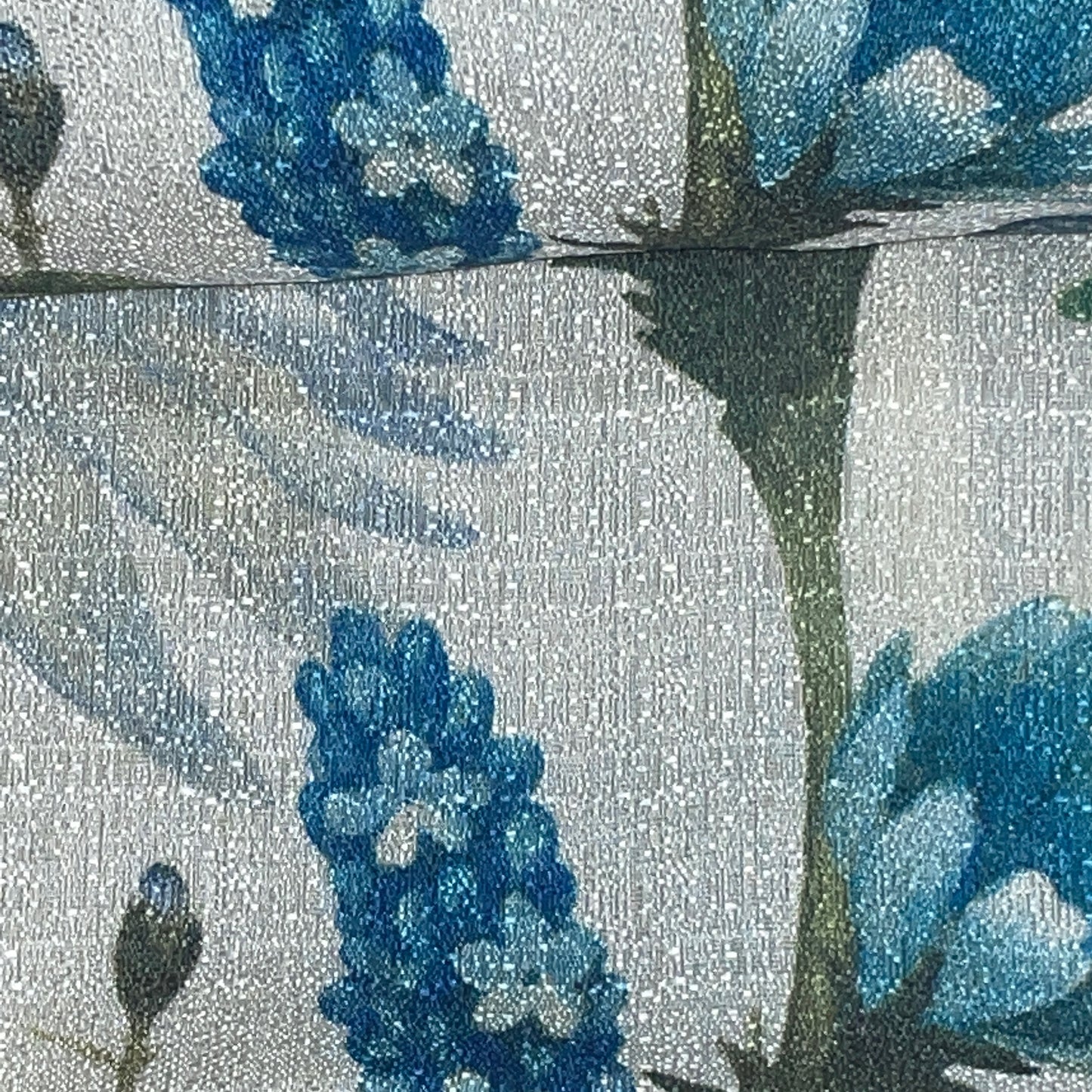 ELIZA Crepe  Pattern Panel Curtain w attached lace valance BLUE