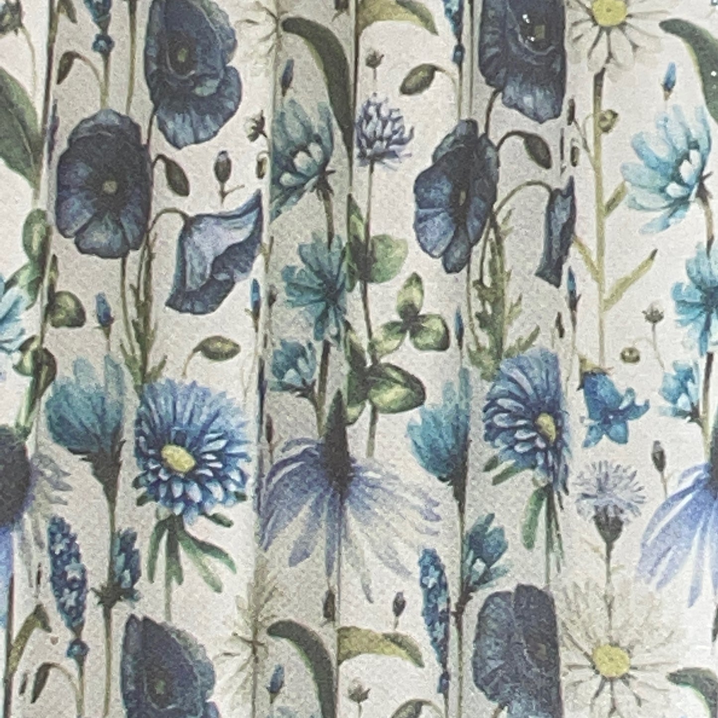 ELIZA Crepe  Pattern Panel Curtain w attached lace valance BLUE