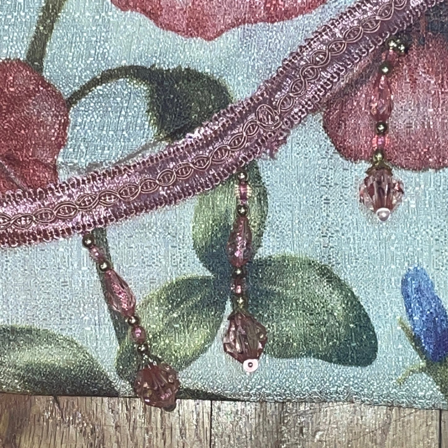 ELIZA Crepe  Pattern Panel Curtain w attached lace valance PINK