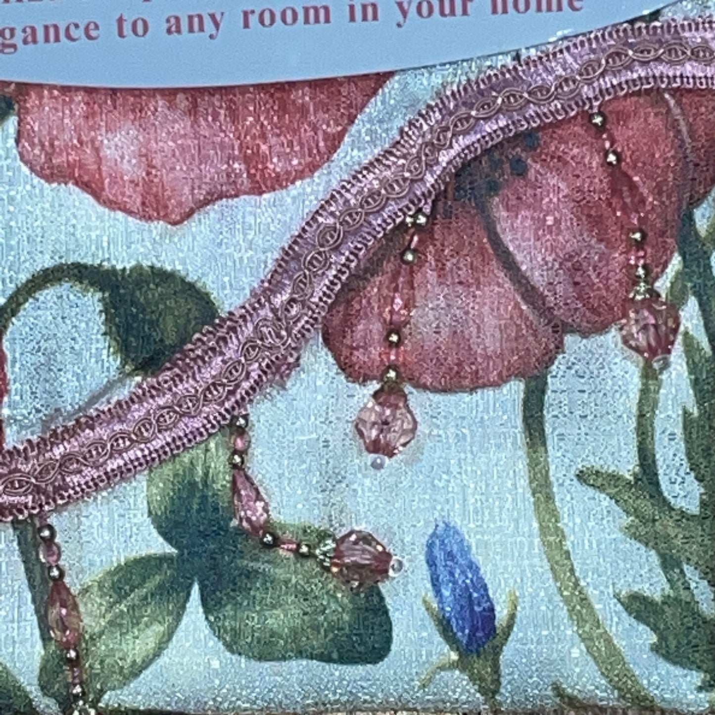 ELIZA Crepe  Pattern Panel Curtain w attached lace valance PINK
